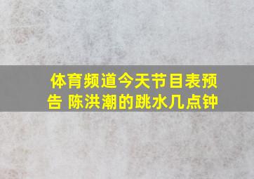 体育频道今天节目表预告 陈洪潮的跳水几点钟